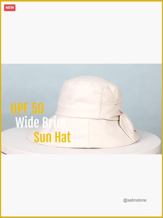 UPF 50+ Cotton Linen Wide Brim Sun Hat with Ponytail Hole main image 7